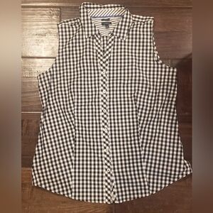 Talbots Black And White Striped Blouse Size 14